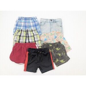 Toddler Boys Shorts Summer Bundle of 7 Pairs Plaid Jean Sporty Swim 18Mos-2T
